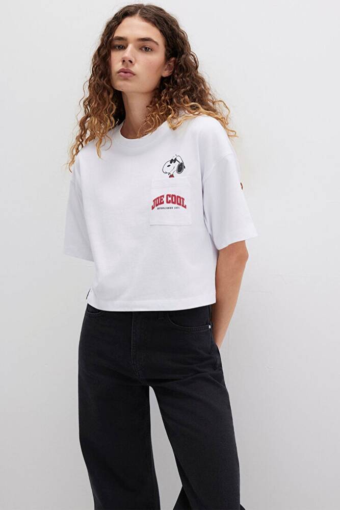 Kadın Köpek Baskılı Tişört 1613628-620 Beyaz 