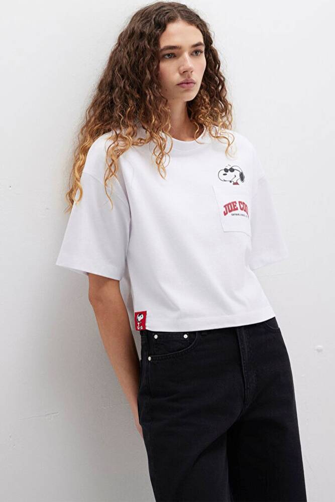 Kadın Köpek Baskılı Tişört 1613628-620 Beyaz 