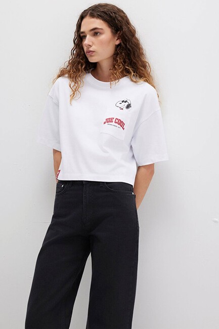 Kadın Köpek Baskılı Tişört 1613628-620 Beyaz (3)