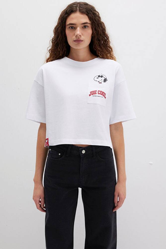 Kadın Köpek Baskılı Tişört 1613628-620 Beyaz 