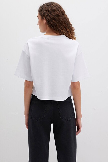 Kadın Köpek Baskılı Tişört 1613628-620 Beyaz - Thumbnail