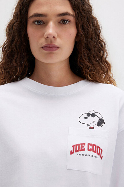 Kadın Köpek Baskılı Tişört 1613628-620 Beyaz - Thumbnail