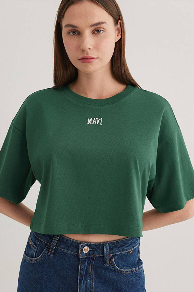 Kadın Logo Baskılı Crop Tişört 1611585-71874 Yeşil 