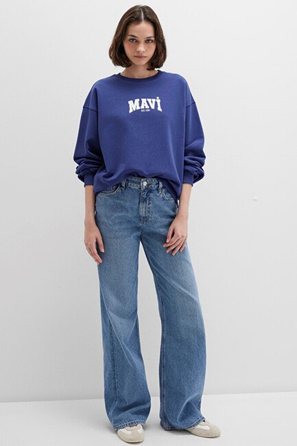 Kadın Logo Baskılı Sweat 1S10372-70498 Lacivert (1)