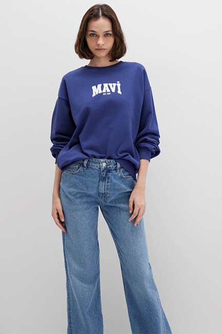 Kadın Logo Baskılı Sweat 1S10372-70498 Lacivert (2)