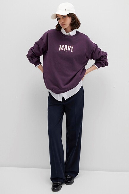 Kadın Logo Baskılı Sweat 1S10372-70635 Mor (1)