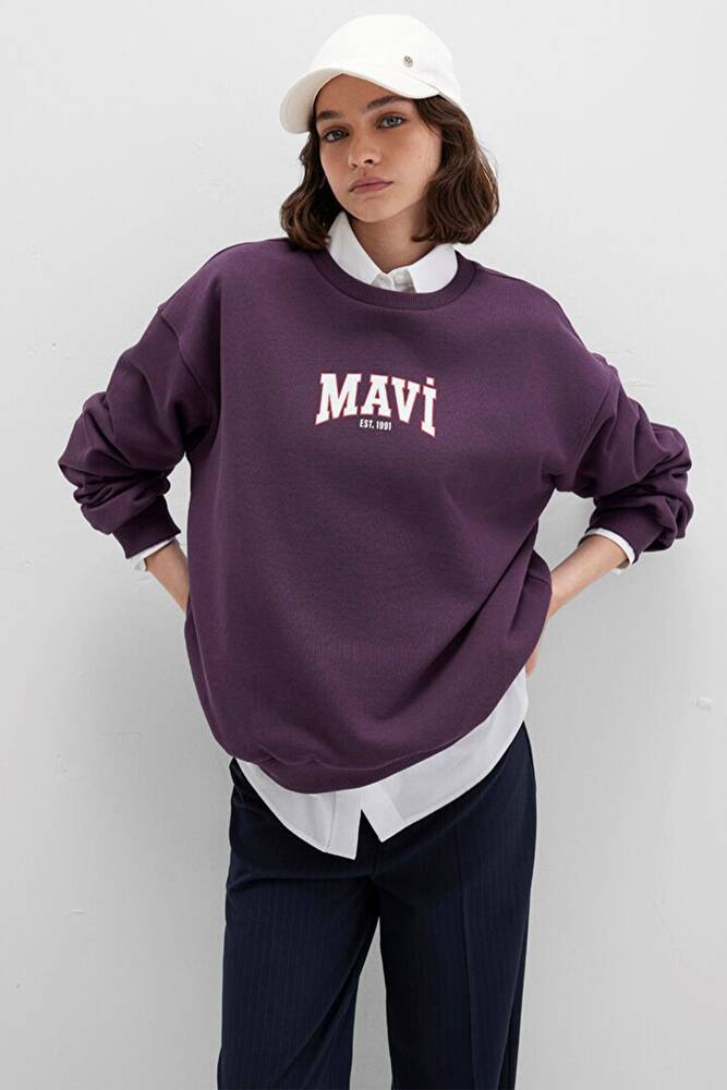 Kadın Logo Baskılı Sweat 1S10372-70635 Mor 