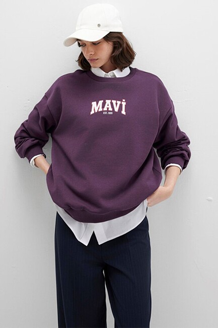 Kadın Logo Baskılı Sweat 1S10372-70635 Mor (3)