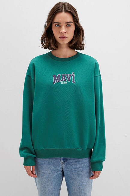 Kadın Logo Baskılı Sweat 1S10372-71918 Yeşil (3)