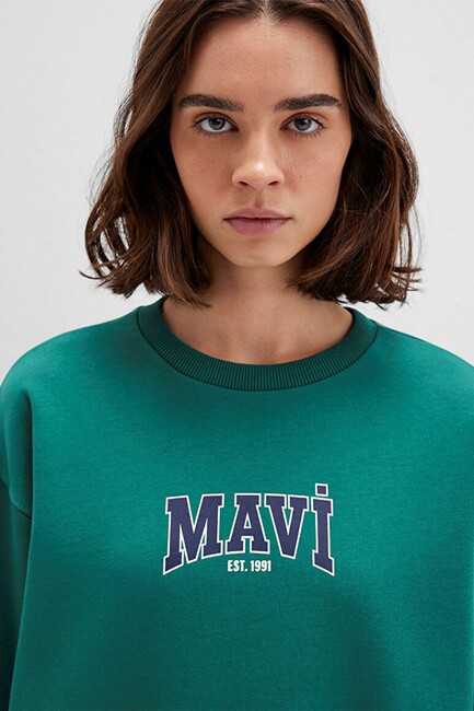 Kadın Logo Baskılı Sweat 1S10372-71918 Yeşil - Thumbnail