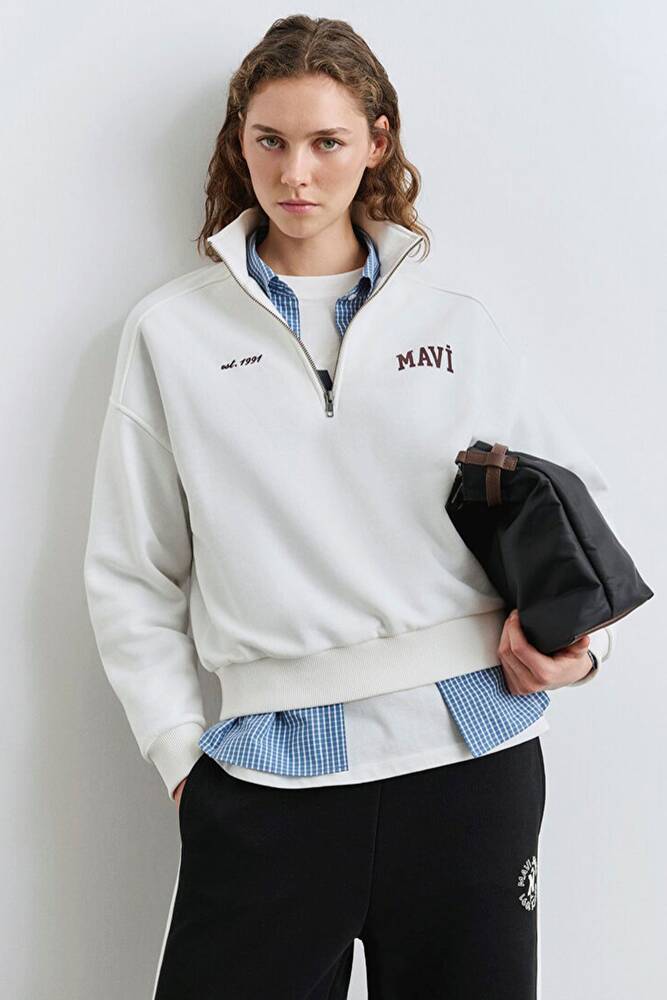 Kadın Logo Baskılı Sweat 1S10373-70057 Beyaz 