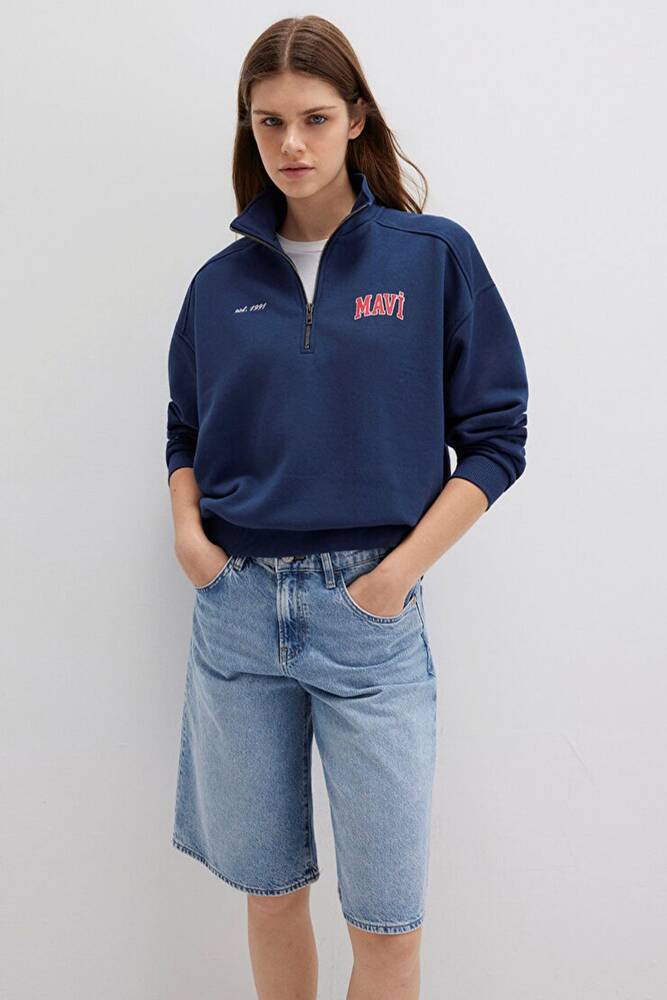 Kadın Logo Baskılı Sweat 1S10373-70488 Lacivert 