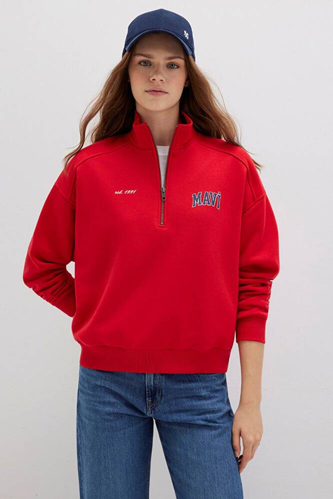 Kadın Logo Baskılı Sweat 1S10373-90742 Kırmızı 
