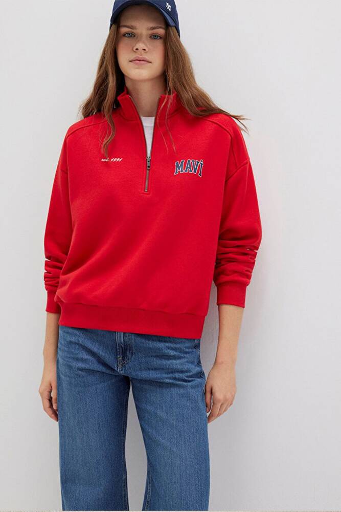 Kadın Logo Baskılı Sweat 1S10373-90742 Kırmızı 