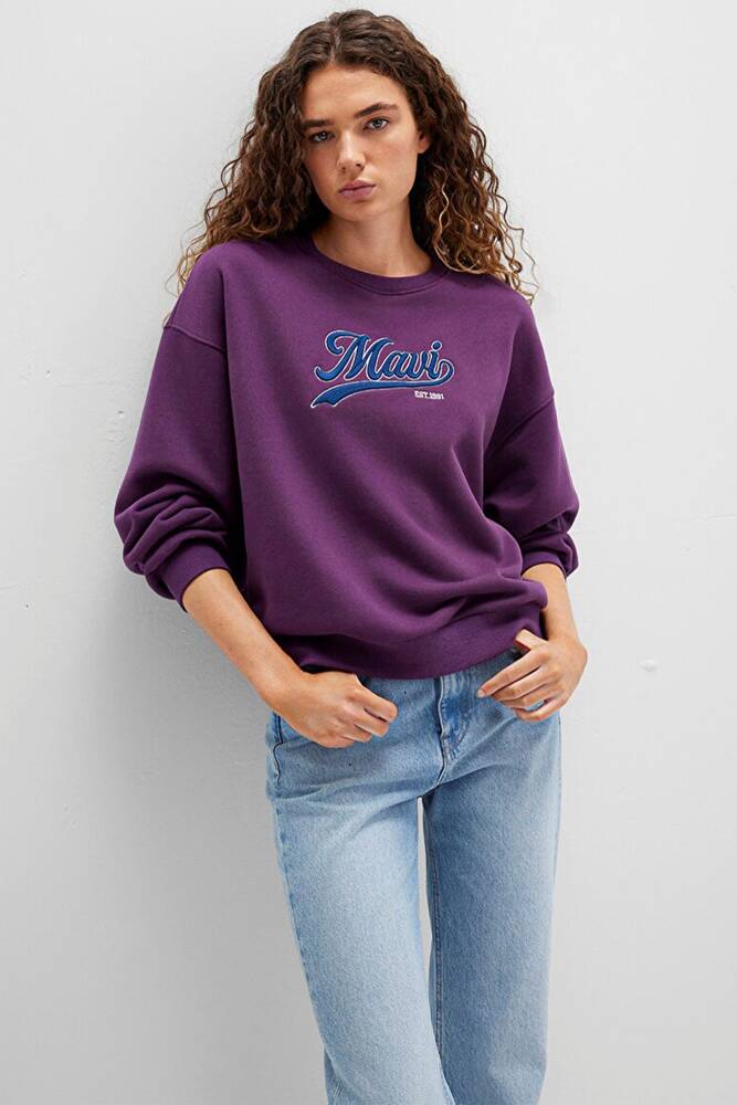 Kadın Logo Baskılı Sweat 1S10419-70679 Mor 