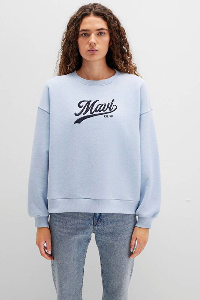Kadın Logo Baskılı Sweat 1S10419-70813 Mavi 