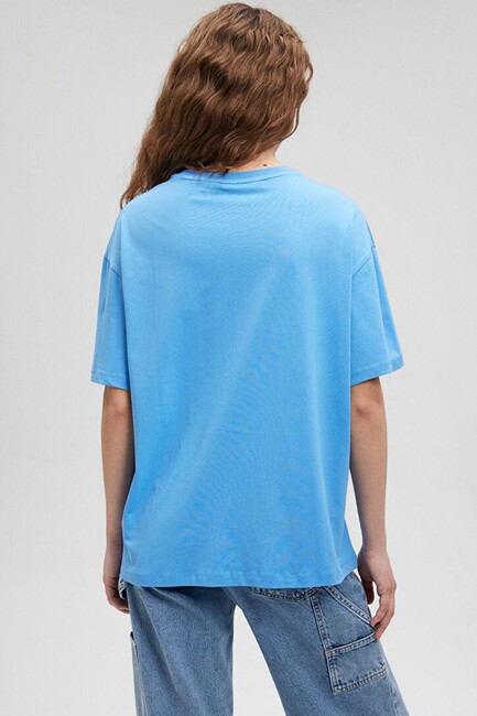 Kadın Mavi Baskılı Tişört 1600843-70858 Mavi - Thumbnail