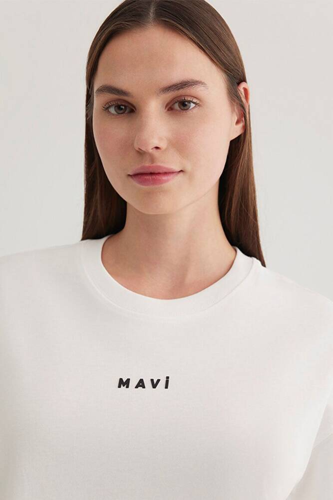 Kadın Mavi Baskılı Tişört 1612518-70057 Beyaz 