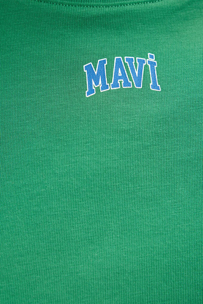 Kadın Mavi Logo Baskılı Crop Tişört 1611585-71882 Yeşil 