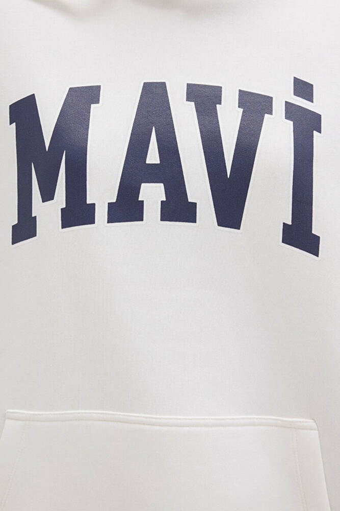 Kadın Mavi Logo Kapüşonlu Sweat 1600361-81964 Beyaz 