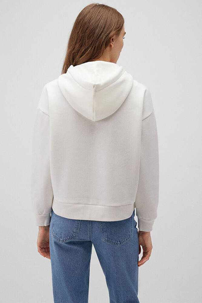 Kadın Mavi Logo Baskılı Kapüşonlu Sweat 168334-81964 Beyaz 