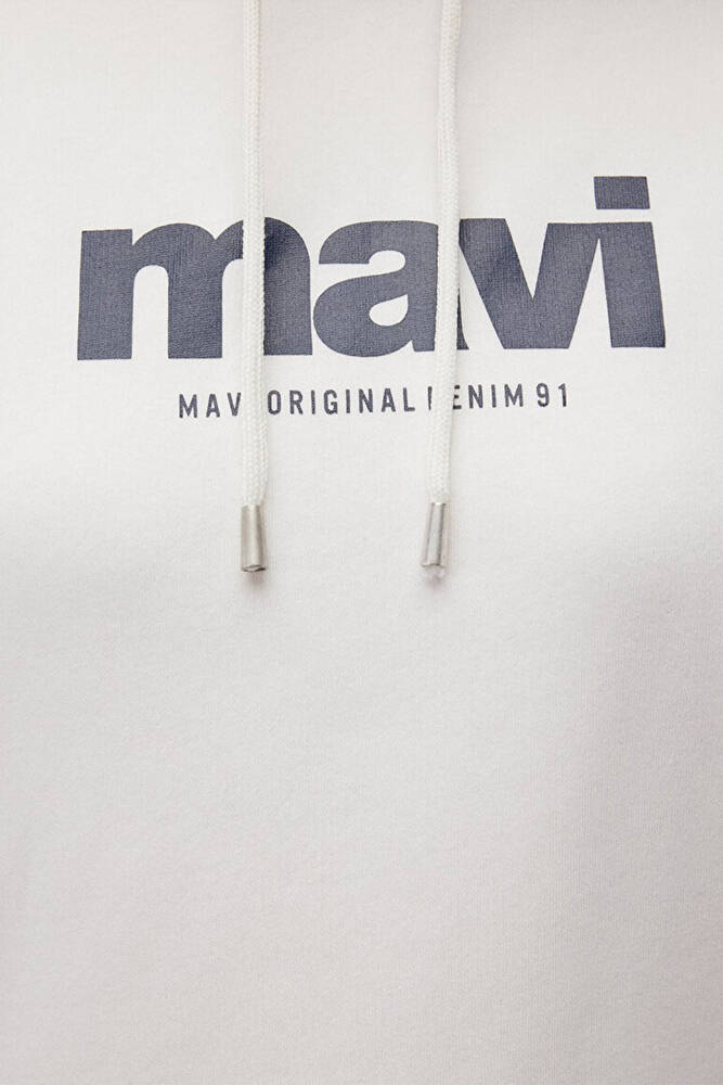 Kadın Mavi Logo Baskılı Kapüşonlu Sweat 168334-81964 Beyaz 