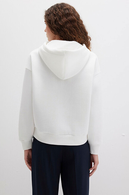 Kadın Mavi Logo Baskılı Kapüşonlu Sweat 168334-81964 Beyaz (3)