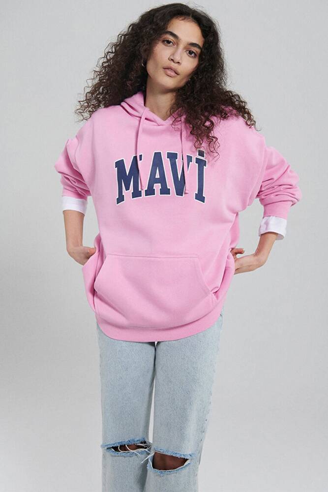 Kadın Mavi Logo Baskılı Sweat 1600361-71038 Pembe 