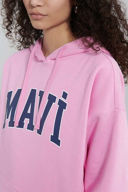 Kadın Mavi Logo Baskılı Sweat 1600361-71038 Pembe - Thumbnail