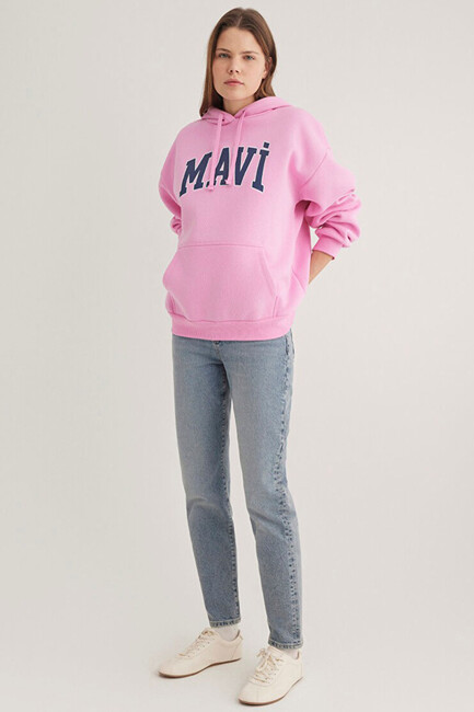 Kadın Mavi Logo Baskılı Sweat 1600361-71038 Pembe - Thumbnail