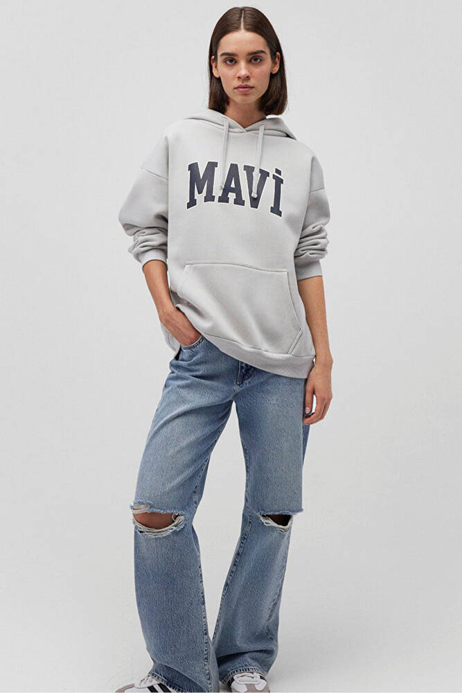 Kadın Mavi Logo Kapüşonlu Sweat 1600361-34322 Gri  Kadın Mavi Logo Kapüşonlu Sweat 1600361-34322 Gri