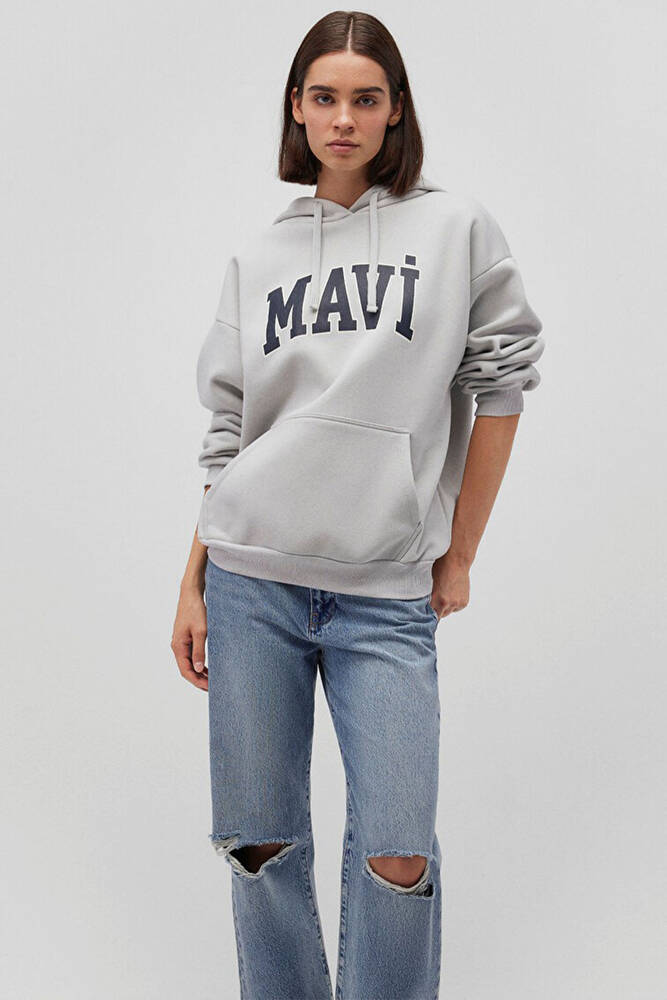 Kadın Mavi Logo Kapüşonlu Sweat 1600361-34322 Gri  Kadın Mavi Logo Kapüşonlu Sweat 1600361-34322 Gri
