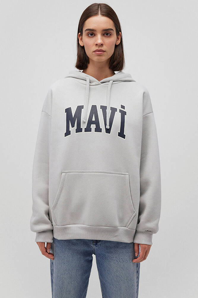 Kadın Mavi Logo Kapüşonlu Sweat 1600361-34322 Gri  Kadın Mavi Logo Kapüşonlu Sweat 1600361-34322 Gri