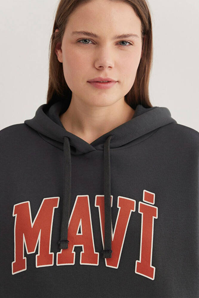 Kadın Mavi Logo Kapüşonlu Sweat 1600361-80106 Gri 