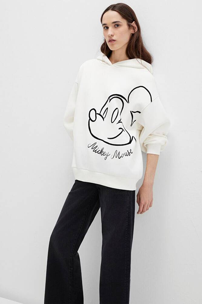 Kadın Mıckey Mouse Baskılı Sweat 1S10466-80194 Ekru 