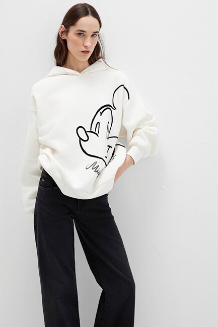 Kadın Mıckey Mouse Baskılı Sweat 1S10466-80194 Ekru (2)