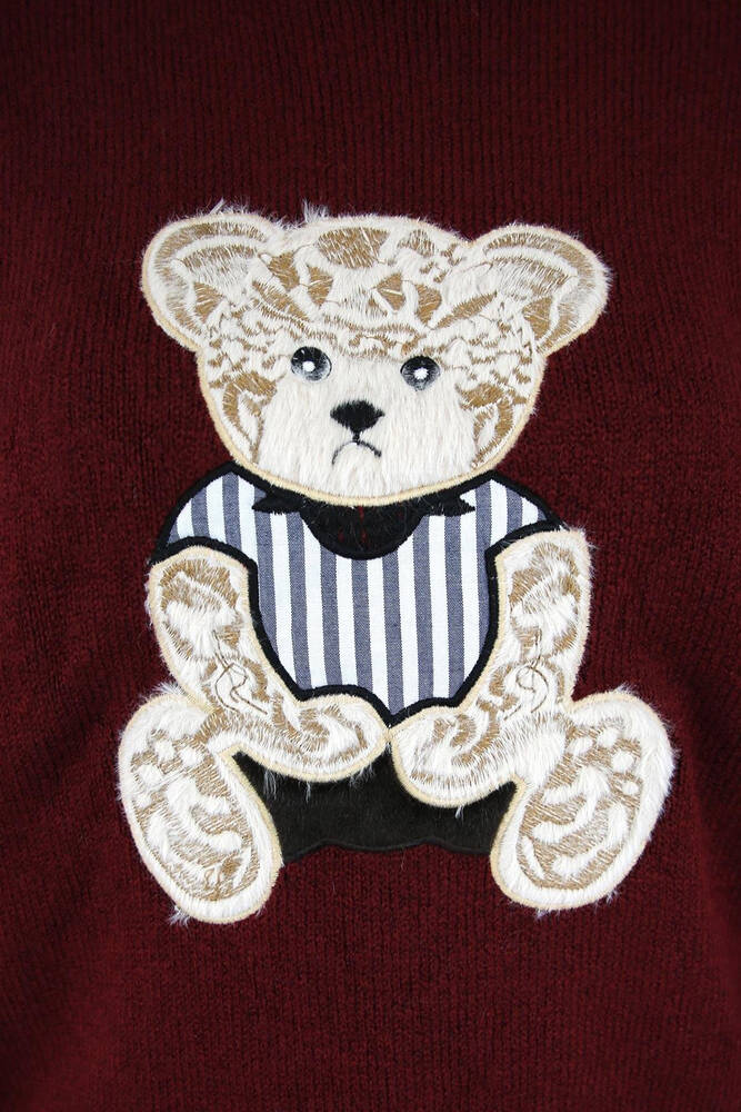 Kadın Nakışlı Kazak 25K0314K1 Bordo  Kadın Nakışlı Kazak 25K0314K1 Bordo