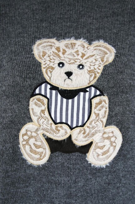 Kadın Nakışlı Kazak 25K0314K1 Gri - Thumbnail