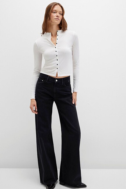 Kadın Önü Düğmeli Modelli Penye 1613695-70057 Ekru (2)