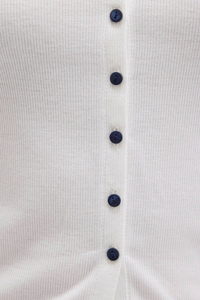 Kadın Önü Düğmeli Modelli Penye 1613695-70057 Ekru 