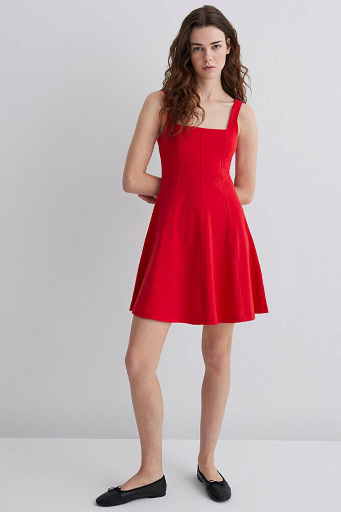 Kadın Örme Mini Elbise 1310679-82580 Kırmızı 