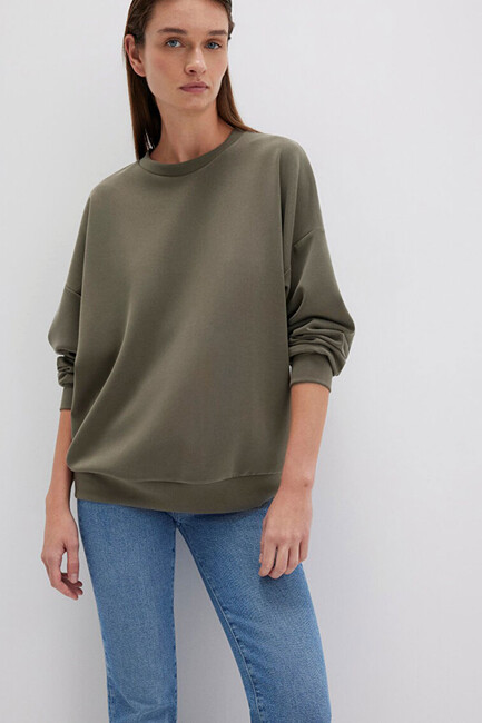 Kadın Oversize Sweat 168837-87538 Haki - Thumbnail