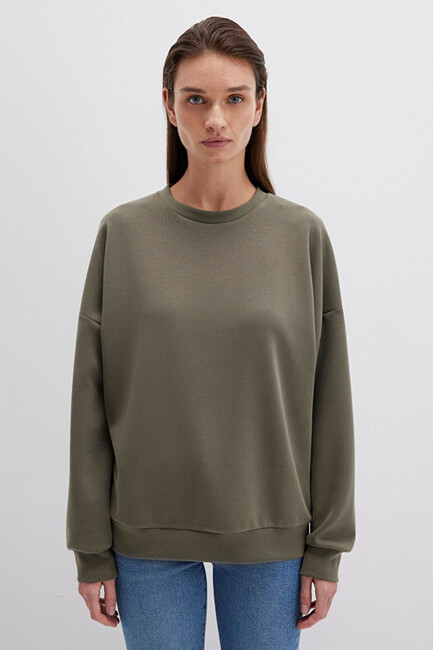 Kadın Oversize Sweat 168837-87538 Haki - Thumbnail