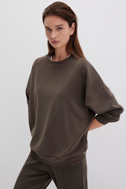 Kadın Oversize Sweat 168837-90707 Kahve - Thumbnail