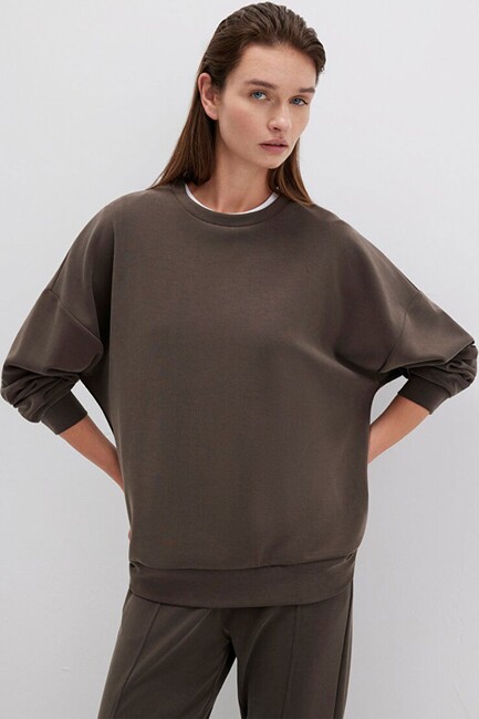 Kadın Oversize Sweat 168837-90707 Kahve - Thumbnail