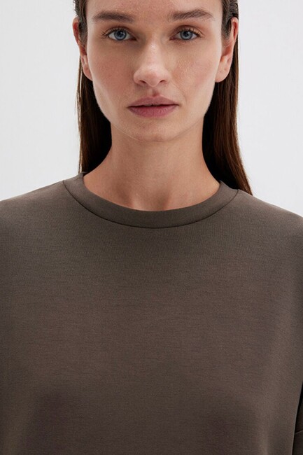 Kadın Oversize Sweat 168837-90707 Kahve - Thumbnail