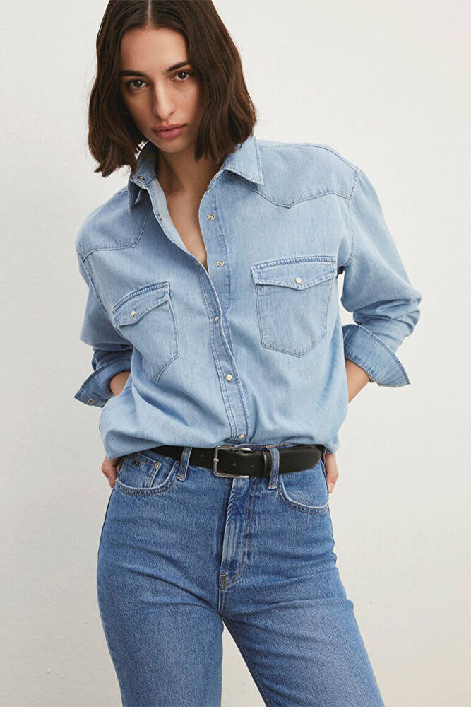 Kadın Patricia Classic Denim Gömlek 1210784-87099 Mavi 