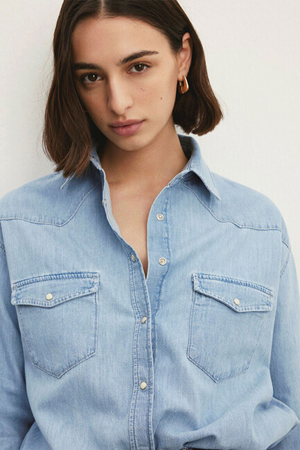 Kadın Patricia Classic Denim Gömlek 1210784-87099 Mavi - Thumbnail