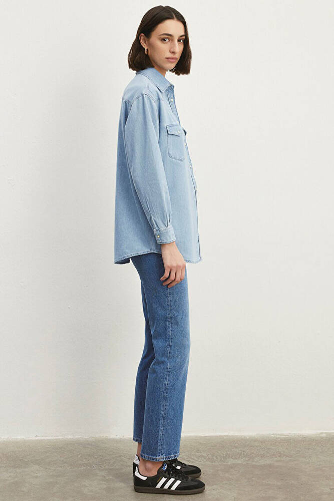 Kadın Patricia Classic Denim Gömlek 1210784-87099 Mavi 