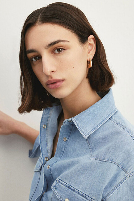 Kadın Patricia Classic Denim Gömlek 1210784-87099 Mavi - Thumbnail